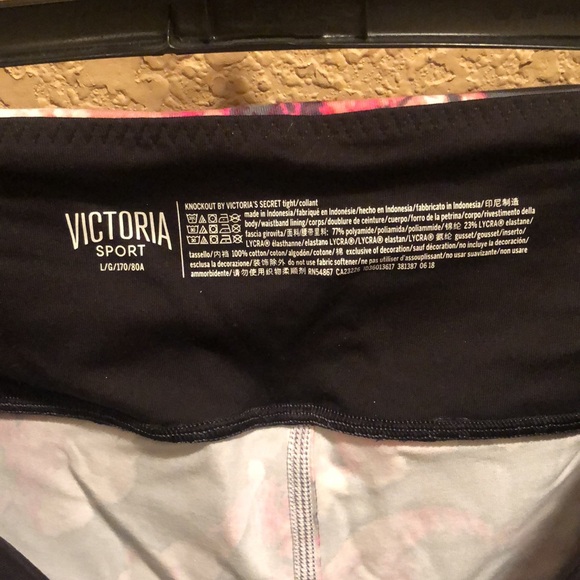 NWOT Victoria’s Secret Knockout Sports Workout Leggings. Large. Gray/Coral/White - Picture 8 of 12